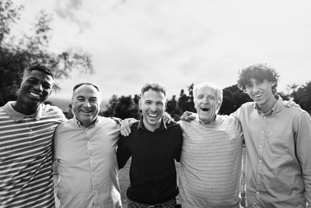 Multigenerational group of men.